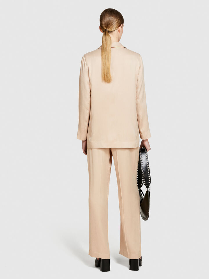 Single-breasted satin blazer - women's blazers - Nude | Sisley image number 3